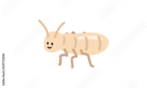 Termite nymph cartoon clipart. Cute termite nymph (Isoptera) vector illustration. Animal in flat style. Insects and anthropods concept isolated on white background