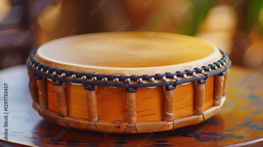 Tambourine: A round, handheld percussion instrument with jingles, played by shaking or tapping, often enhancing rhythm in music and dance routines.
Tambourine: A round, handheld percussion instrument with jingles, played by shaking or tapping, often enhancing rhythm in music and dance routines.