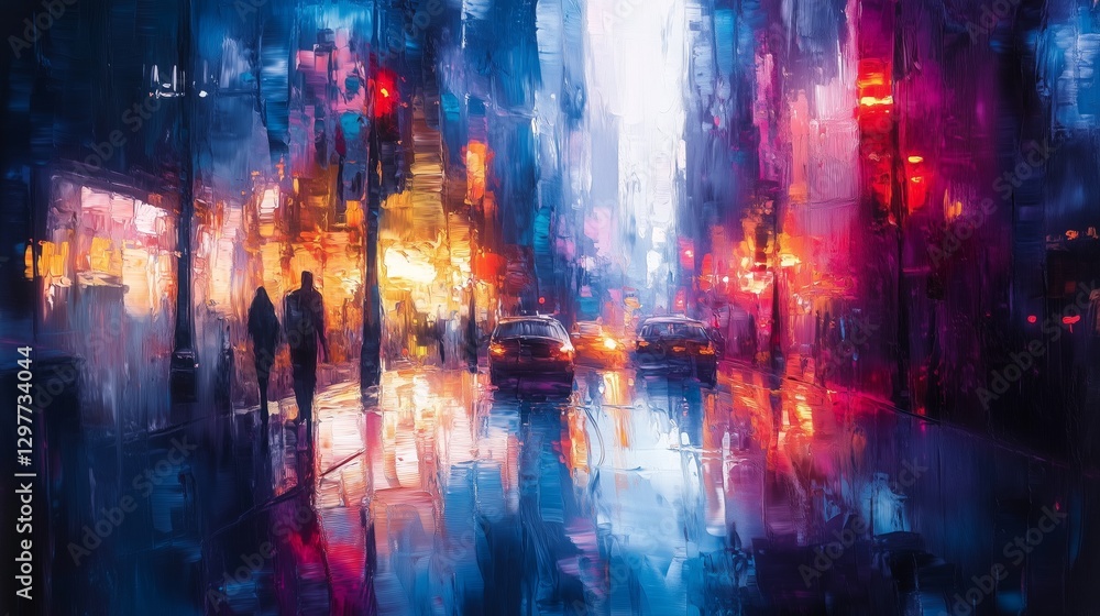 Fototapeta premium The urban night is hazy