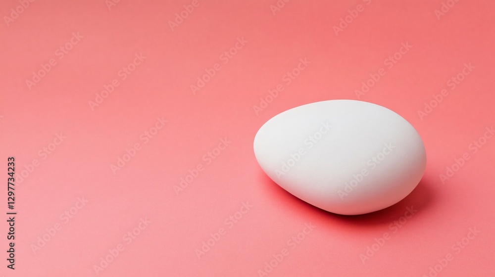 Egg on Pink: A single, pristine white egg rests serenely against a vibrant pink backdrop, a simple yet striking composition capturing purity, minimalism and freshness. Egg on Pink: A single, pristine white egg rests serenely against a vibrant pink backdrop, a simple yet striking composition capturing purity, minimalism and freshness.