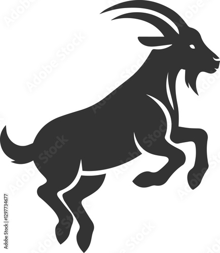 Goat standing on hind legs as if ready to jump animal vector silhouette