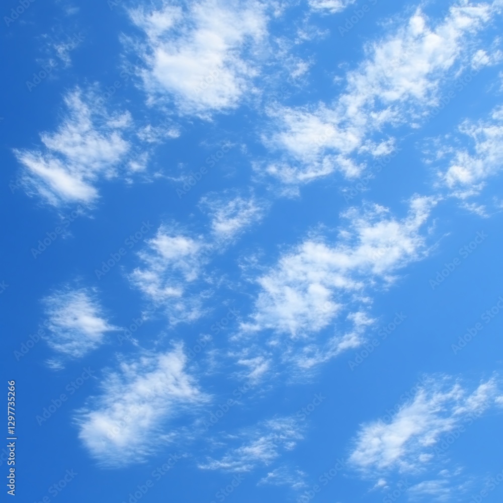 Fototapeta premium Fluffy clouds drift across blue sky