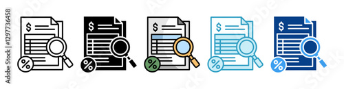 Tax Audit Icon Set Multiple Style Collection