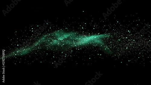 Emerald Green Glitter Sparkles on Black Background