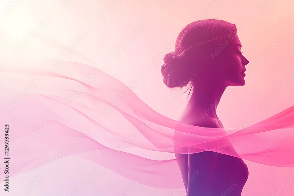 Breast Cancer Awareness Month Banner with Inspiring Pink Ribbon Design. Breast Cancer Awareness Month Banner with Inspiring Pink Ribbon Design.