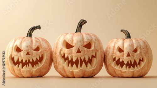 Spooky Halloween Pumpkins  Jack o  lanterns  Autumn Decoration