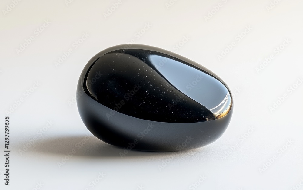 Elegant black stone sculpture with a smooth surface and subtle reflective qualities displayed on a light background Elegant black stone sculpture with a smooth surface and subtle reflective qualities displayed on a light background