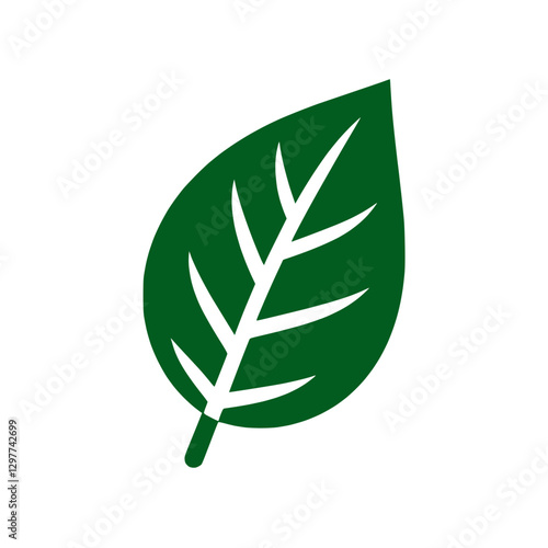 Green leaf icon with veins, symbol of nature and sustainability