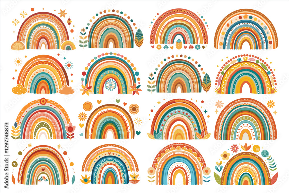 Vibrant Hand-Drawn Rainbow Seamless Pattern – Colorful Boho Digital Design Vibrant Hand-Drawn Rainbow Seamless Pattern – Colorful Boho Digital Design