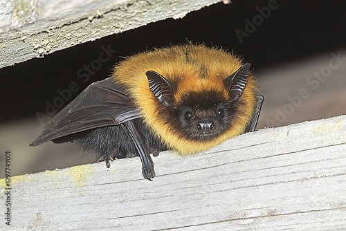 Bat roosting in an old house. Stock photo