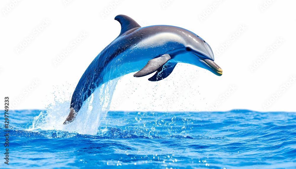 Fototapeta premium Dolphin leaping ocean wave (1)