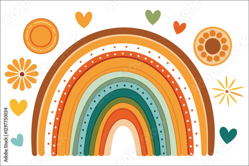 Hand-Drawn Rainbow Seamless Pattern – Vibrant Colorful Digital Print for Fabric, Wallpaper, Crafts