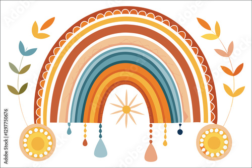 Retro Boho Sublimation Art – Watercolor PNG for Apparel