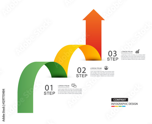 Infographics arrow symbol timeline business steps to success.