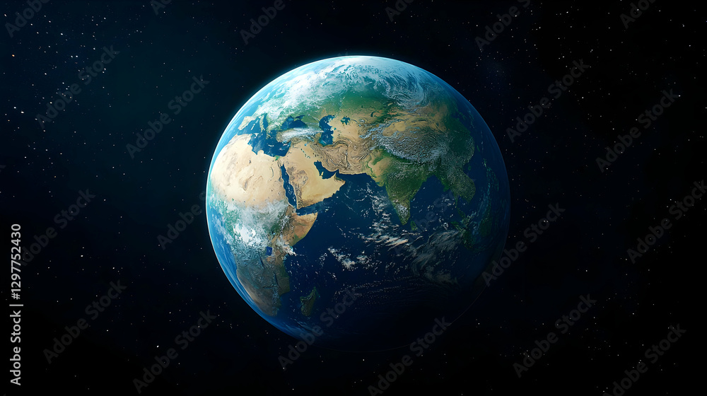 Obraz premium Pixelated Earth Globe Floating In Space With Blue And Green Tones And A Starry Dark Background
