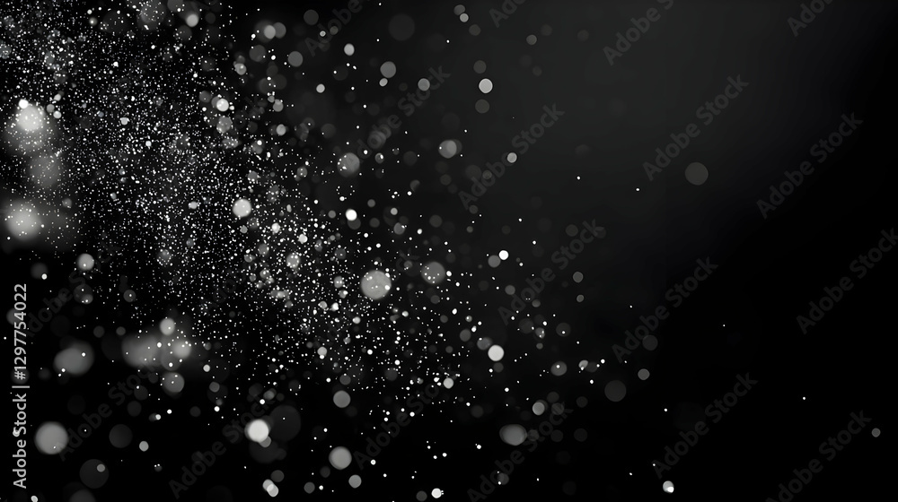 Abstract Dark Background with White Bokeh Glittering Effect and Particle Overlay Abstract Dark Background with White Bokeh Glittering Effect and Particle Overlay