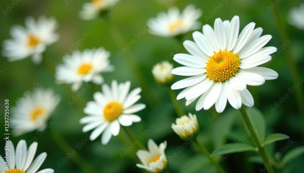 Chamomile flowers with soft, velvety textures, natural colors, textures, plant