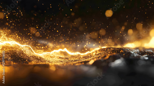 of a lightning bolt-like spark jumping between conductive surfaces 