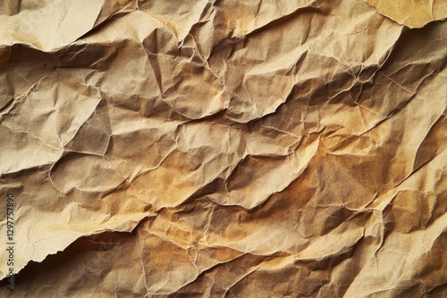 Wallpaper Mural Detailed Close Up Of Crumpled Brown Paper Texture Background Showing Wrinkles, Creases, And Folds With Variations In Shades Of Brown, Beige, And Tan Torontodigital.ca