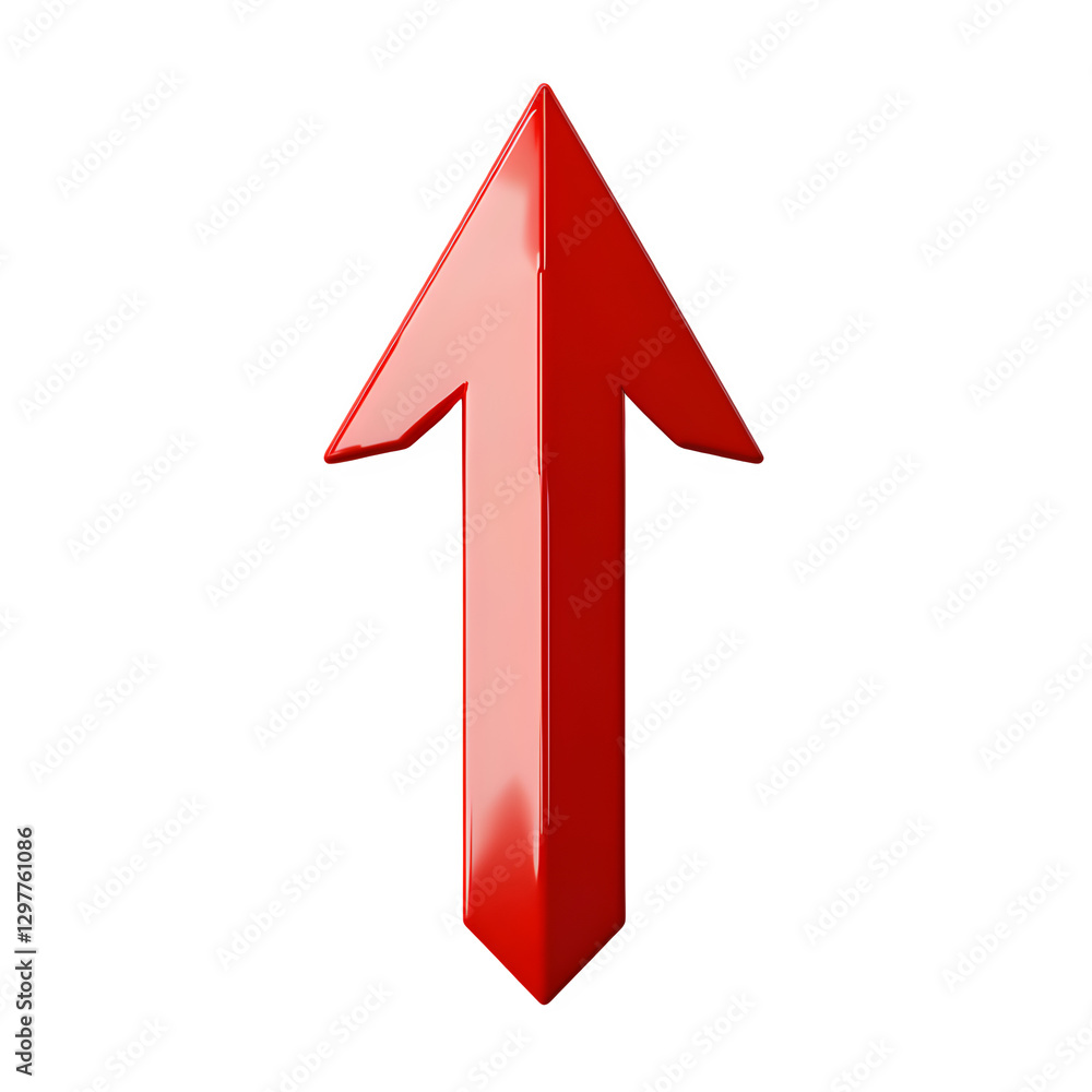 3D Red Upward Arrow Symbol Representing Growth and Progress 3D Red Upward Arrow Symbol Representing Growth and Progress