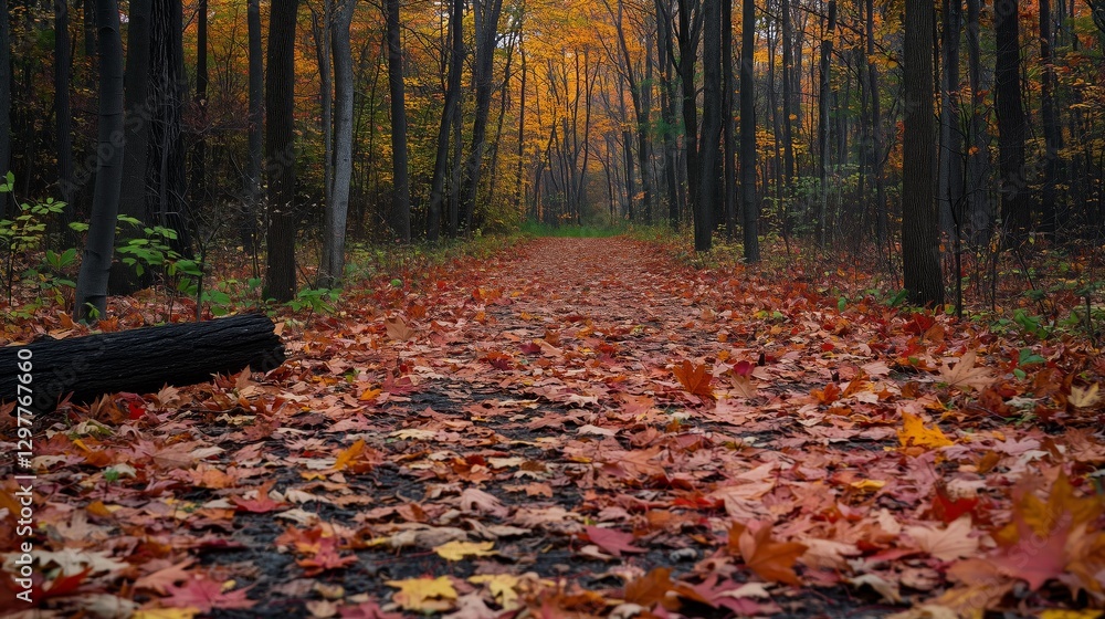 Autumn deciduous forest path Autumn deciduous forest path