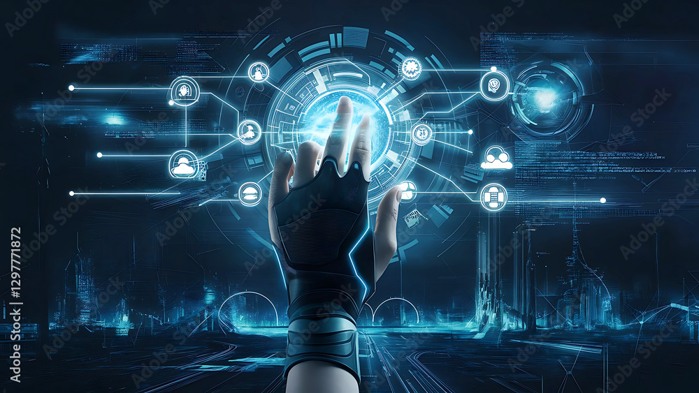 Fototapeta premium Futuristic Cybernetic Interface – Sci-Fi Digital Technology Concept