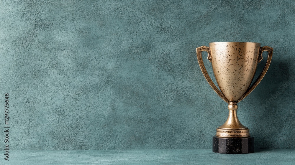 A gold trophy on a textured background. A gold trophy on a textured background.