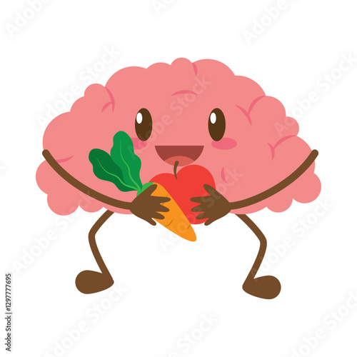 Mindful Eating Brain with Vegetables Icon