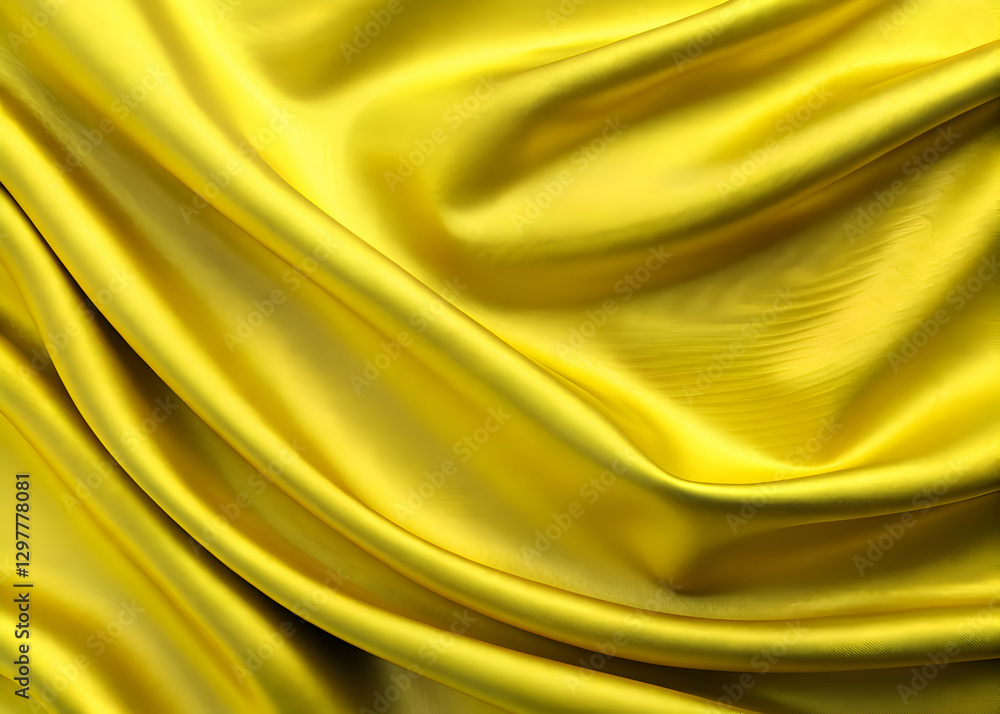 Fototapeta premium Golden Yellow Silk Fabric Texture. Luxurious Smooth Satin Background