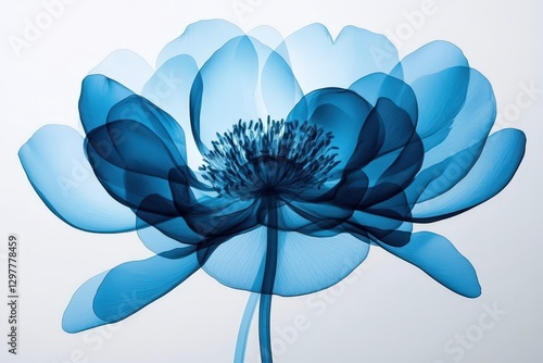 X-ray Art Concept of a Blue Daisy Flower