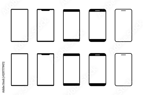 様々な形状をしたスマホのアイコンセット