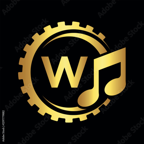 Industrial Logo combine with letter W vector template