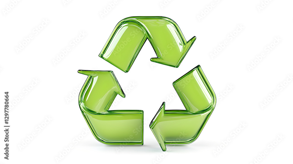 Glossy Green Recycling Symbol Highlights Sustainability Glossy Green Recycling Symbol Highlights Sustainability