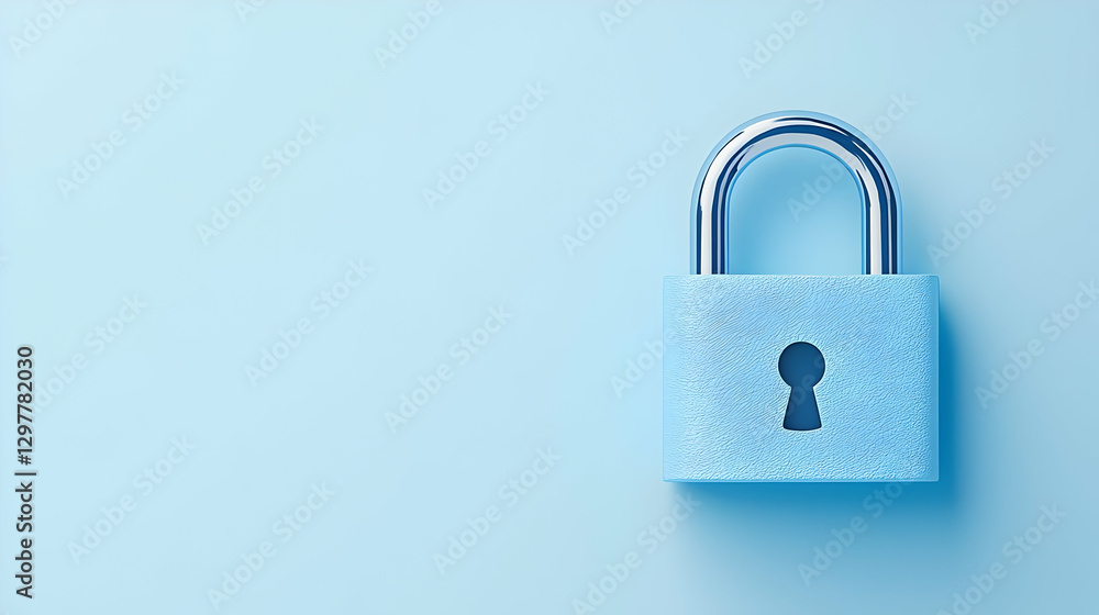 Blue Padlock on Light Blue Background Symbolizing Security and Safety Blue Padlock on Light Blue Background Symbolizing Security and Safety