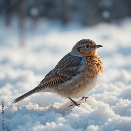 Bird on Winter Snow: Traces of Wildlife and Overcoming the Difficulties of the Frosty Hunt Season