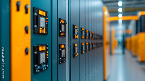 Connecting modular energy cells industrial facility close-up photography controlled environment side view innovative technology
