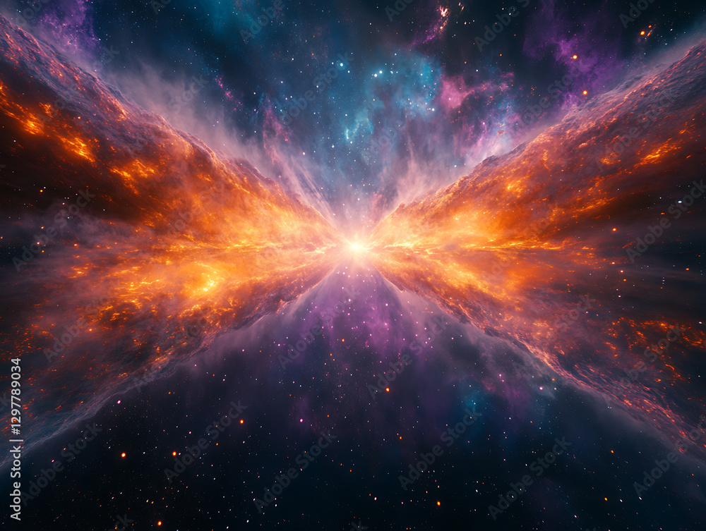 Fototapeta premium Stunning cosmic explosion outer space digital art nebula environment wide-angle view astronomical phenomenon