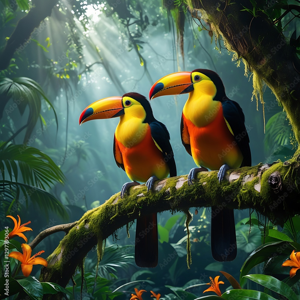 Obraz premium Toucan on a branch