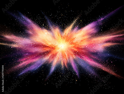 Cosmic explosion event outer space digital art stellar environment vibrant viewpoint abstract concept