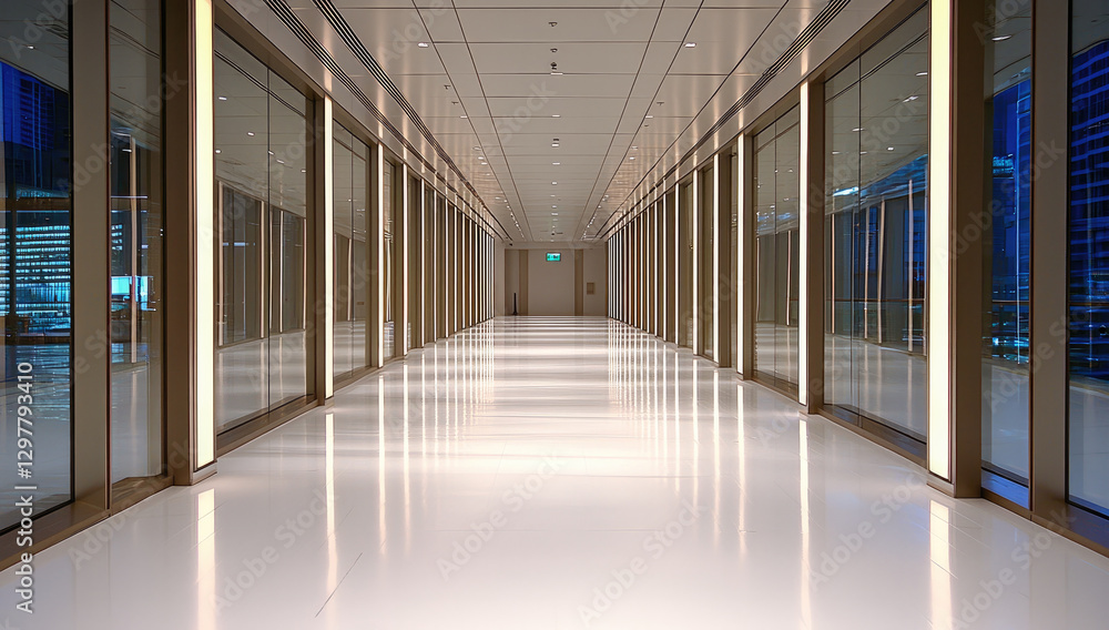 modern corridor with sleek glass walls and bright lighting creates spacious and inviting atmosphere modern corridor with sleek glass walls and bright lighting creates spacious and inviting atmosphere