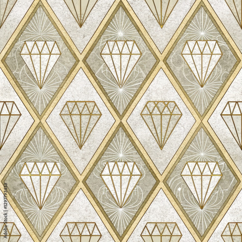 Seamless Diamond Patterns Textile Design Contemporary Art Elegant Home Decor Aesthetic Viewpoint Luxury Concept