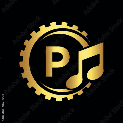 Industrial Logo combine with letter P vector template