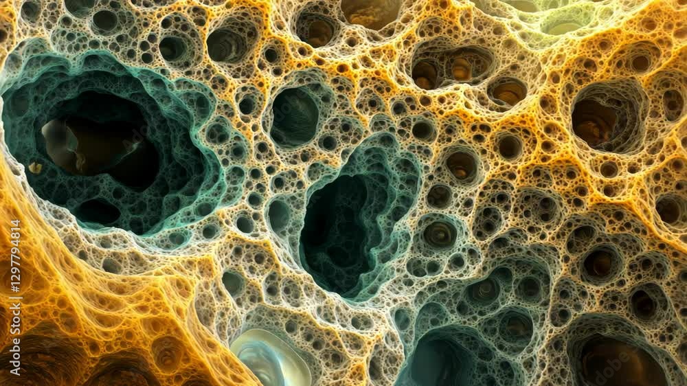 Complex cellular structure forms an abstract pattern in vibrant colors representing microscopic life and texture Complex cellular structure forms an abstract pattern in vibrant colors representing microscopic life and texture