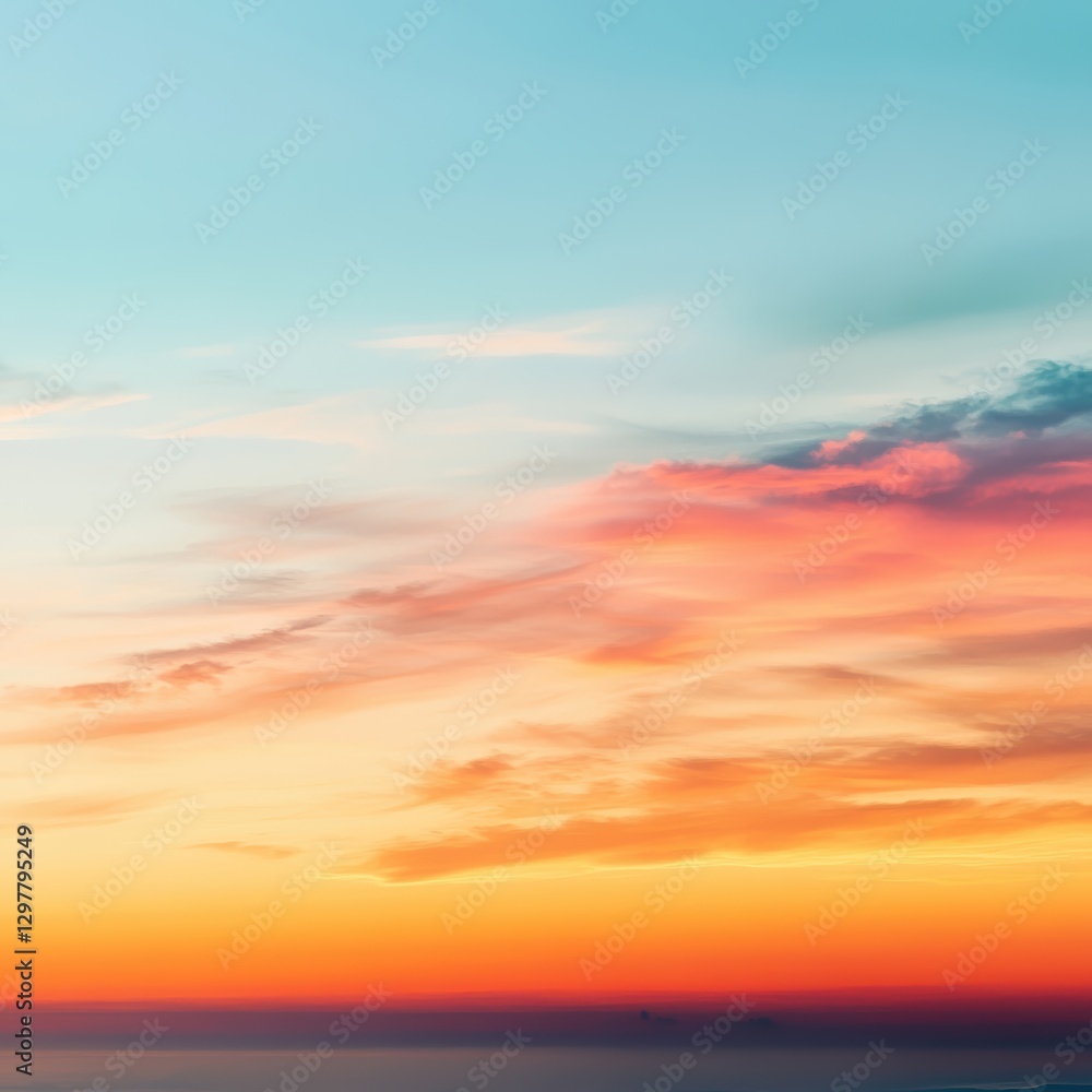 Fototapeta premium Vibrant sunset sky, colorful cloudscape.