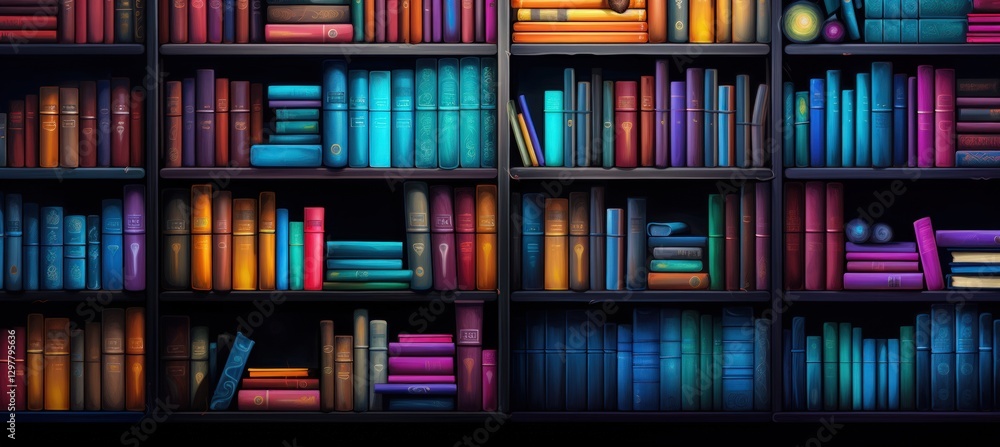 The shelf of books in library reading room in a vibrant state. AI generated The shelf of books in library reading room in a vibrant state. AI generated