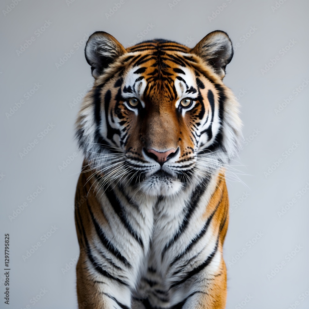 Fototapeta premium High-resolution, expertly lit, and sharply focused professional photograph of a majestic tiger, majestically posing in a powerful yet calm stance