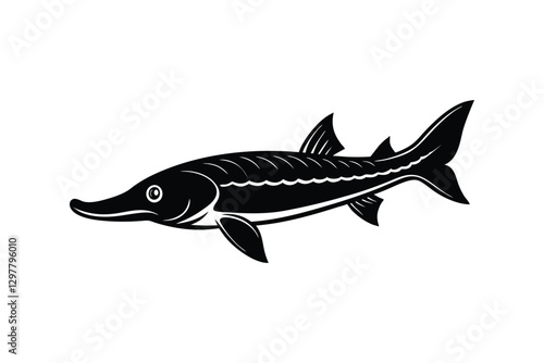 Atlantic Sturgeon Silhouette Vector Design 