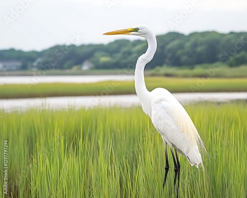 Great egret marsh coastal bird habitat