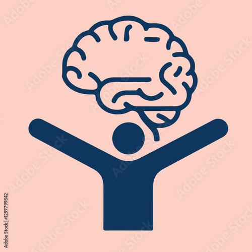 human brain with hand drawn brain