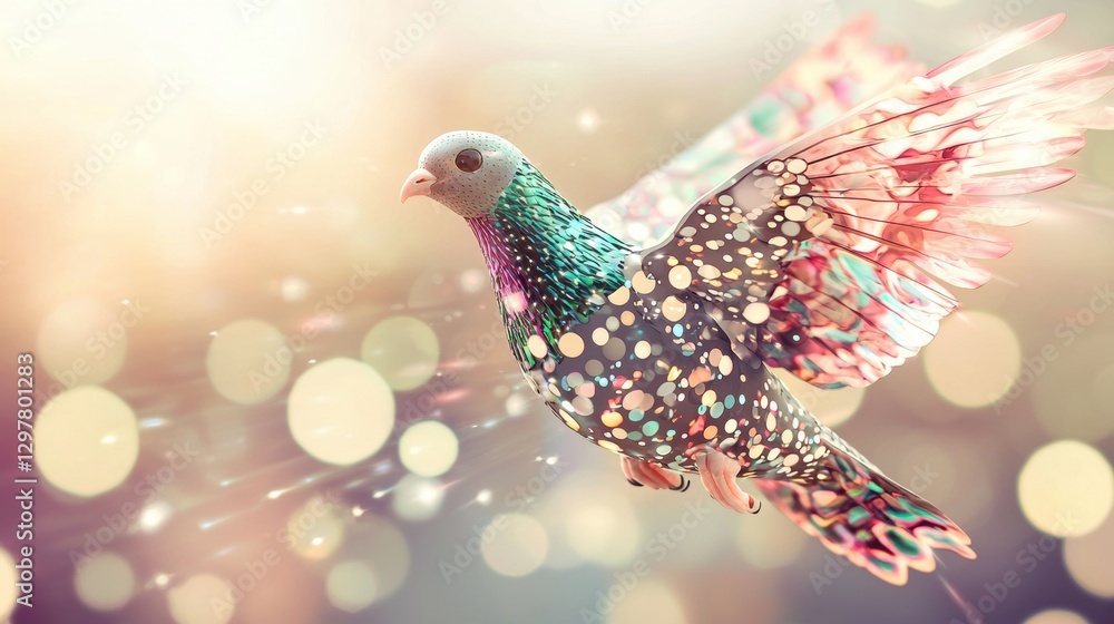 Fototapeta premium A colorful bird in flight.